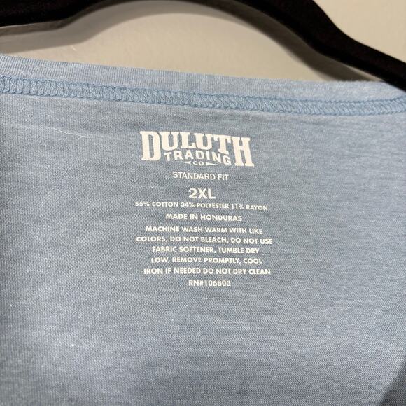 Duluth Trading Company Men's Blue Henley Pocket Tee - Size 2XL - Short Sleeves - Picture 5 of 6